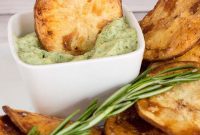 Crispy Rosemary Potato Chips with Garlic Herb Aioli Dip