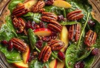 Spinach Salad with Apples, Pecans and Dried Cranberries
