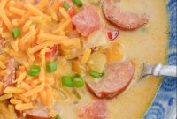 Cheesy Smoked Sausage Soup Recipe with Creamy Cheddar Bay Flavor