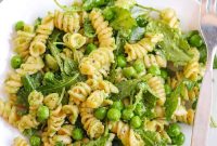 Pea & Arugula Pesto Pasta Salad with Lemon and Parmesan