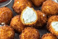 Crispy Fried Goat Cheese Balls with Honey Dip