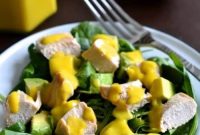 Grilled Chicken Avocado Salad with Fresh Mango Dressing