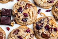 Salted Dark Chocolate Cranberry and Walnut Cookies