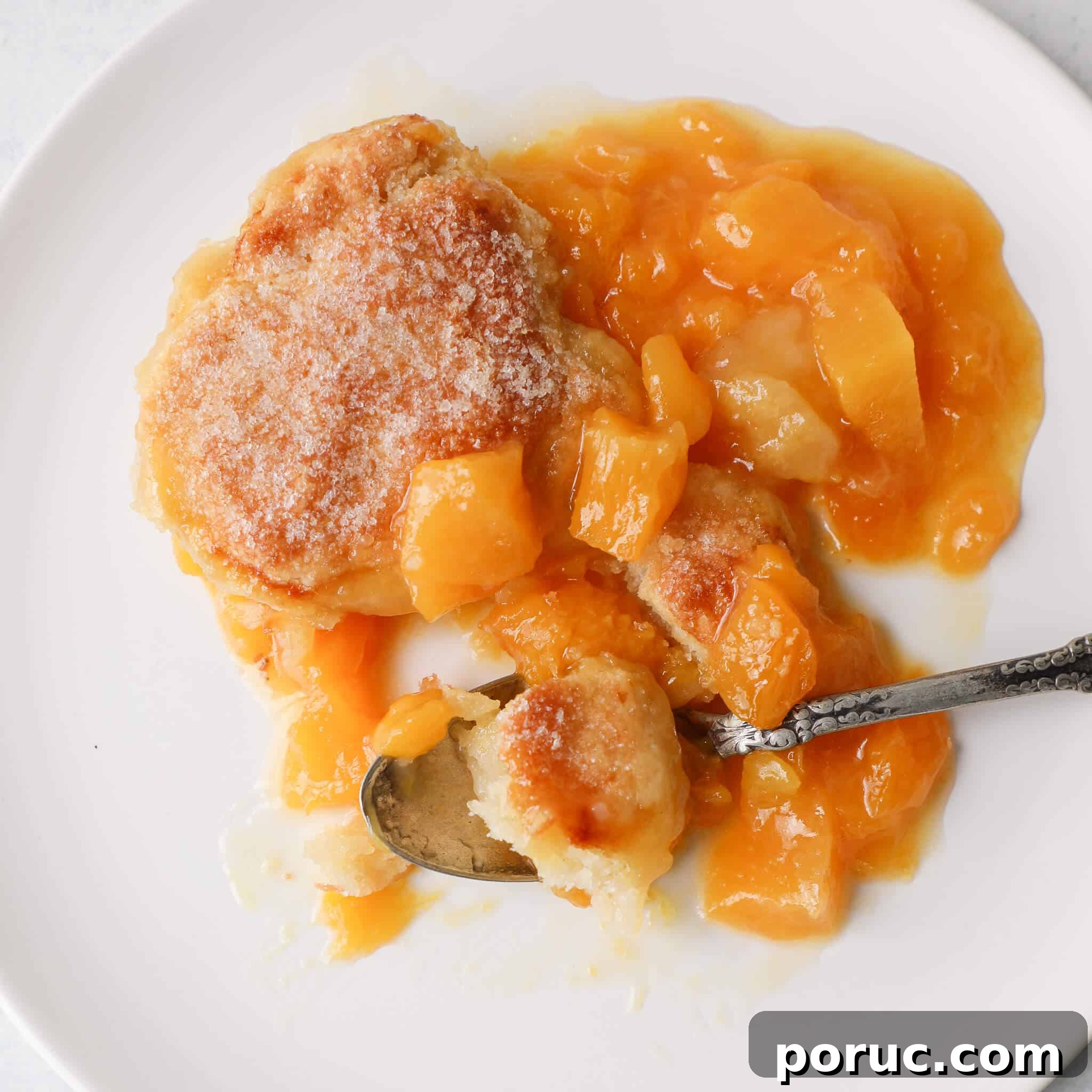 Dessert with peaches served on plate