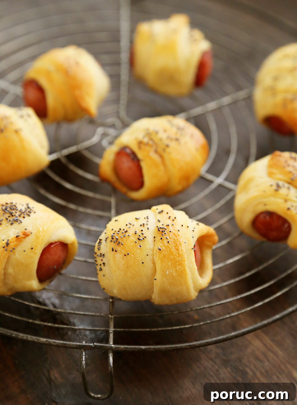 3-Ingredient Crescent Roll-Ups with Hot Dogs 4 Golden brown crescent hot dog rollups