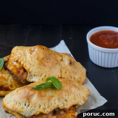 Cheesy meatball calzone