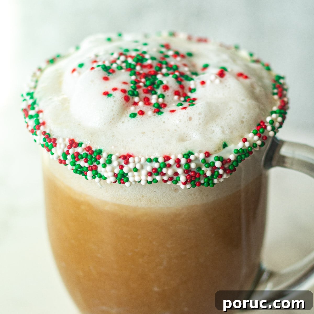 Iced Sugar Cookie Almond Milk Latte — Starbucks Copycat Recipe 3 closeup of sugar cookie almond milk latte