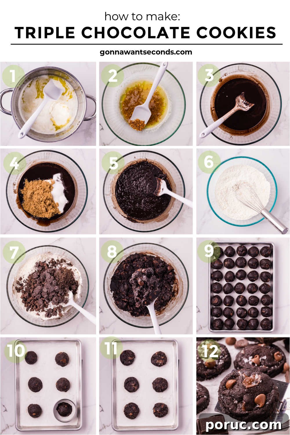 Step by step how to make triple chocolate cookies
