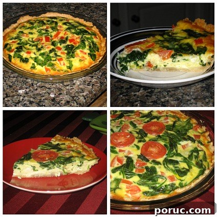 spinach tomato quiche collage