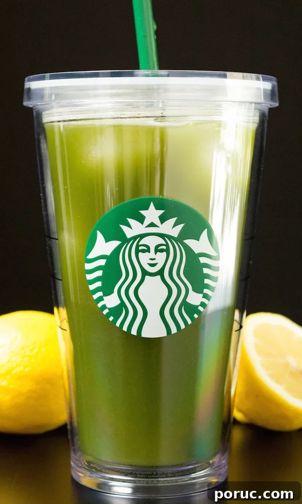Starbucks-Style Matcha Lemonade Recipe You Can Make at Home 2 Homemade Starbucks Matcha Lemonade in a grande cup