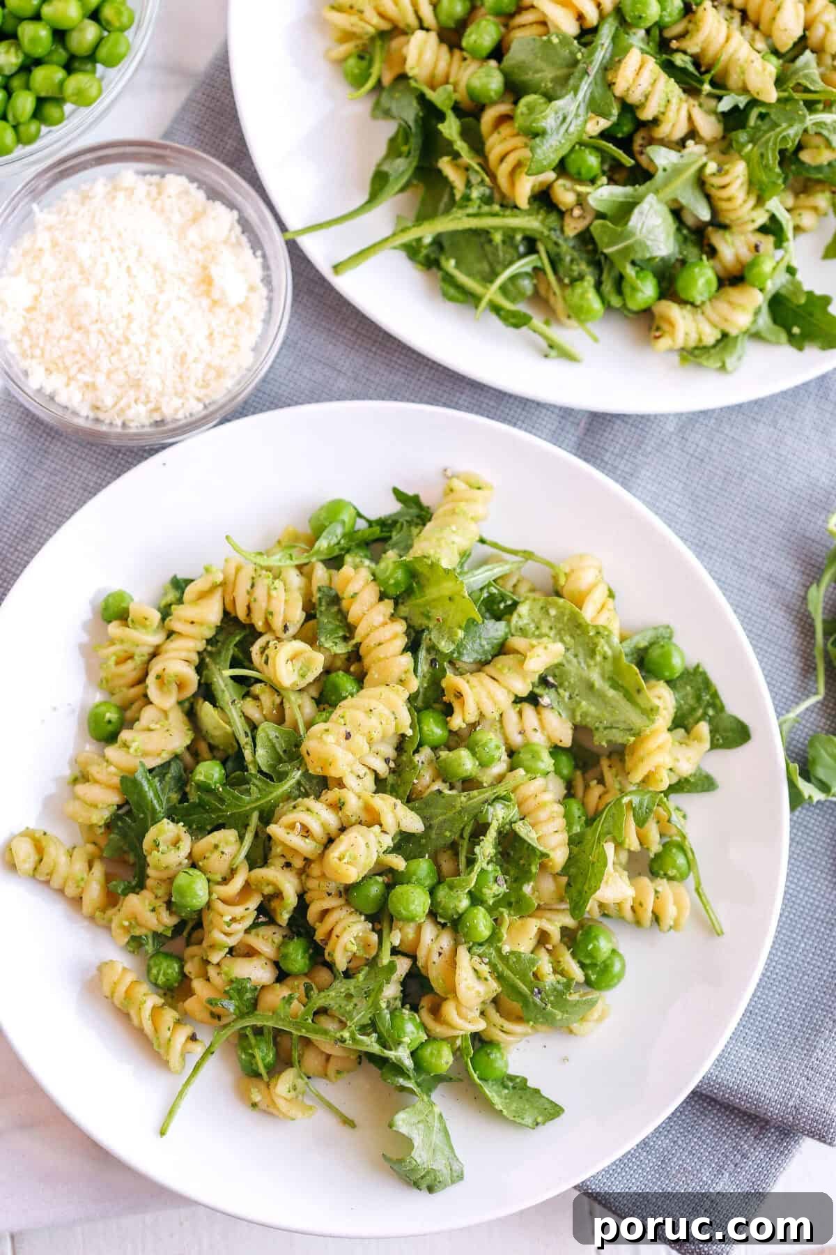 Pea & Arugula Pesto Pasta Salad with Lemon and Parmesan 4 Pea and Arugula Pesto ingredients