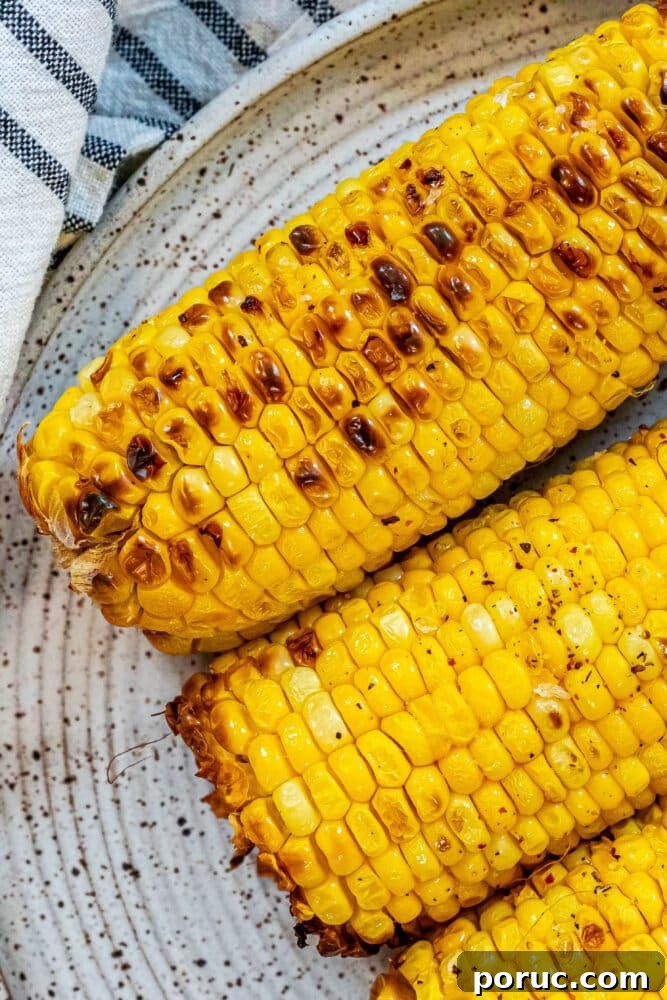 Grilled Corn on the Cob: 3 Quick Methods in 20 Minutes 4 The best grilled corn on the cob recipe served on a plate.