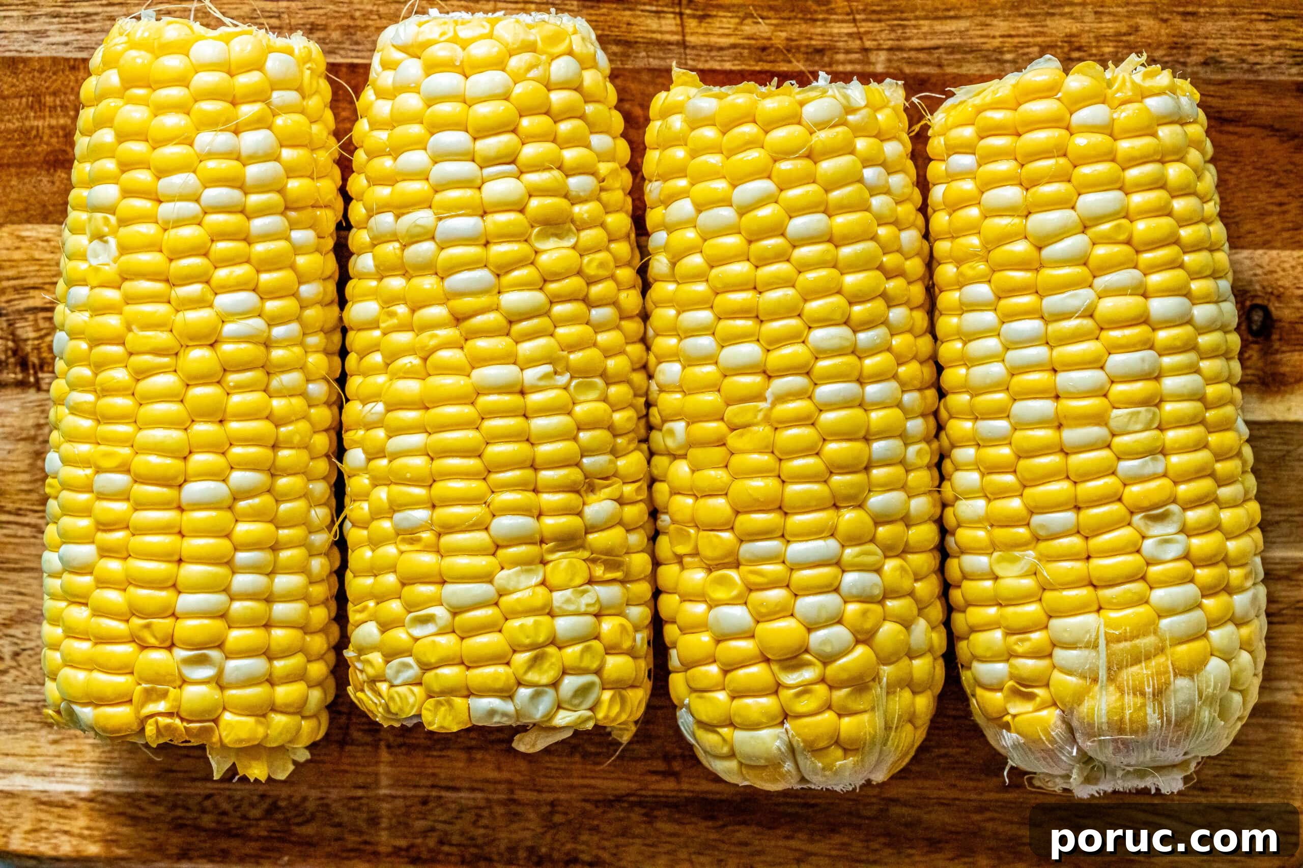 Grilled Corn on the Cob: 3 Quick Methods in 20 Minutes 5 four ears of corn on a wooden cutting board