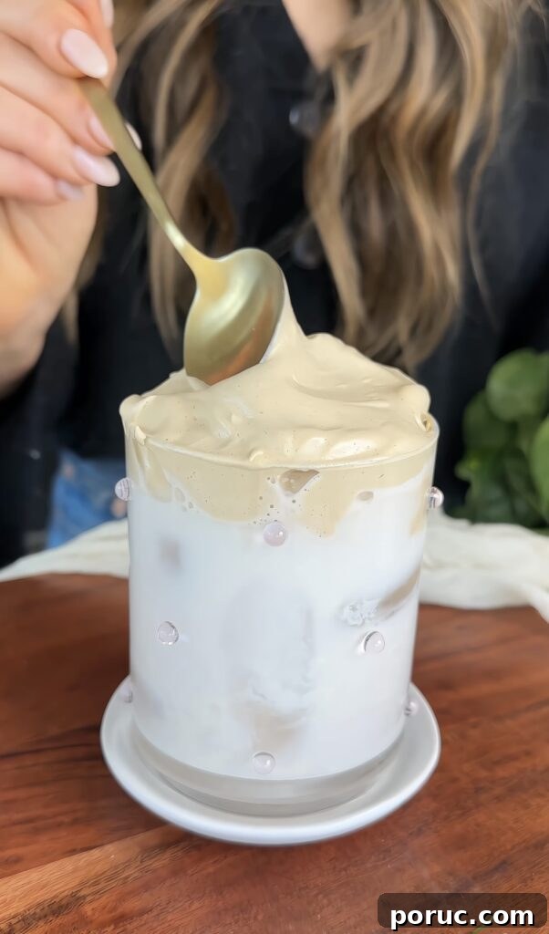 Dalgona whipped coffee with honey