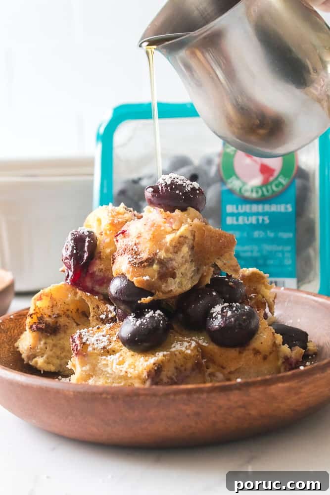 Blueberry French Toast Casserole Recipe for Brunch or Holidays 2 syrup on breakfast casserole