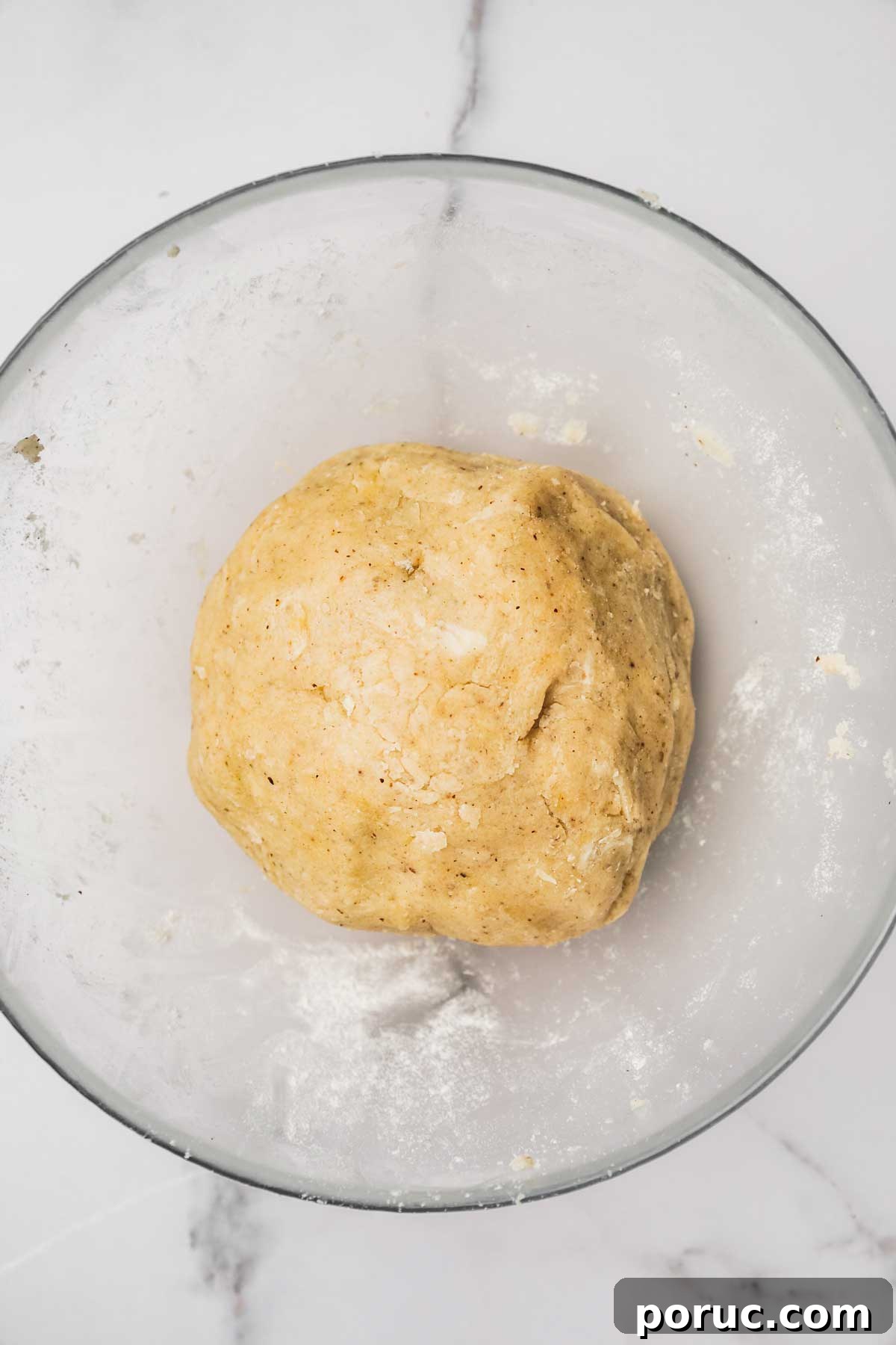 medium bowl with a shortbread dough