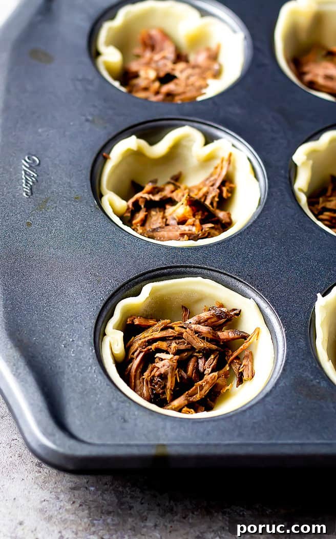Mini Steak and Ale Hand Pies: Savory Individual Meat Pies 5 shredded beef in mini pie crust