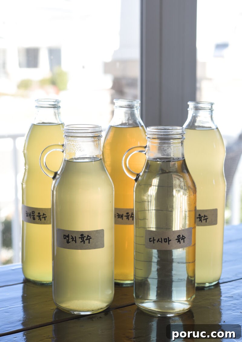 5 Essential Korean Soup Stocks for Authentic Korean Cooking 22 Korean soup stocks are cooling down in the bottles