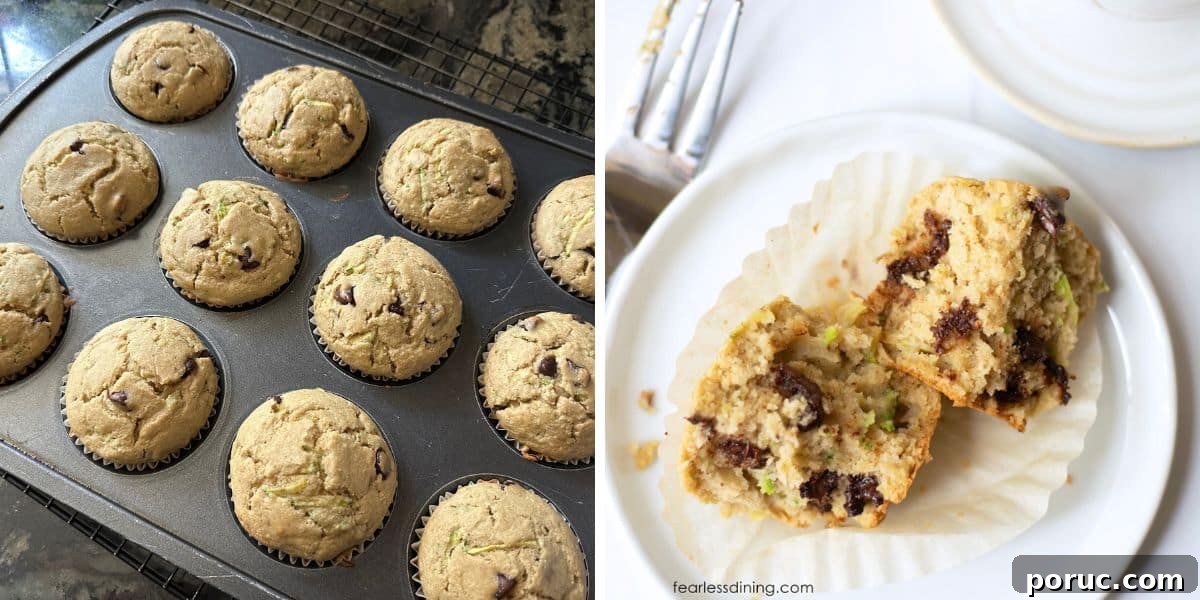 Gluten-Free Zucchini Muffins Kids Love — Dairy-Free Recipe 8 Photos of the baked zucchini muffins.