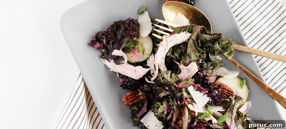 Chopped Purple Kale and Blackberry Chicken Salad