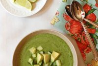 Creamy Spinach and Avocado Soup with Tangy Salsa Verde