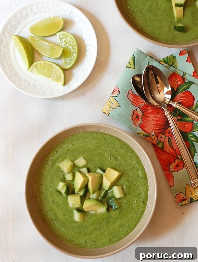 Creamy Spinach and Avocado Soup with Tangy Salsa Verde 2 avocado soup