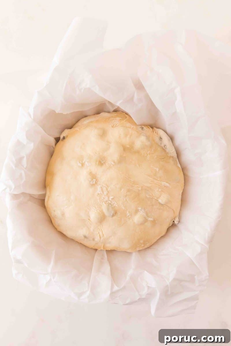 Sourdough Cinnamon Raisin Loaf — Soft, Sweet, Perfect Spice 13 Sourdough cinnamon raisin bread shaped into a boule for an overnight ferment in the refrigerator. Hostess At Heart