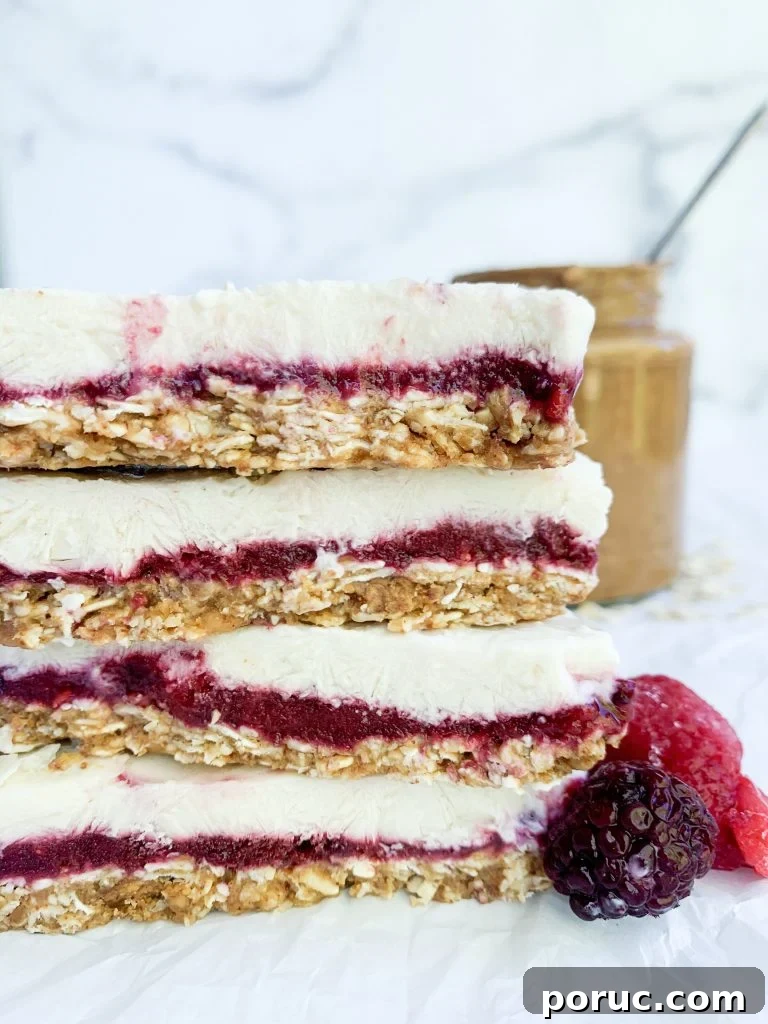 Granola and Berry Frozen Yogurt Bars for Summer Snacking 6 stack of yogurt granola bars