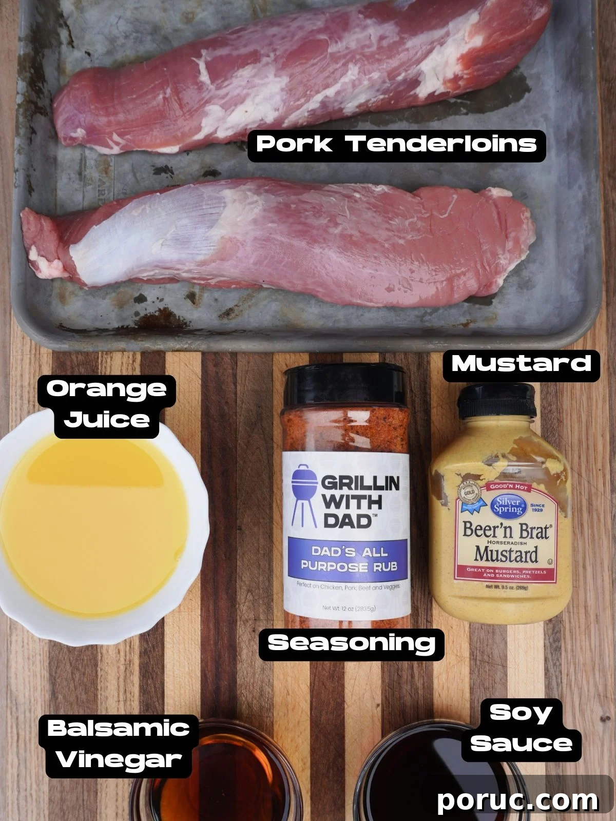 Sweet and Savory Pork Tenderloin Recipe with Glaze and Herbs 3 Ingredients for pork tenderloin.