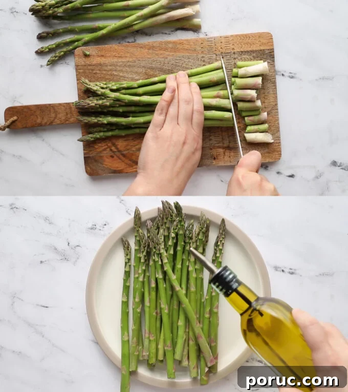 Crispy Air Fryer Asparagus Recipe — Quick Weeknight Side 4 preparing asparagus before cooking