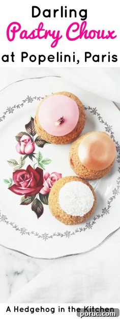 Popelini Paris. Perfect dessert choux, rose & raspberry, apple tatin & tapioca.