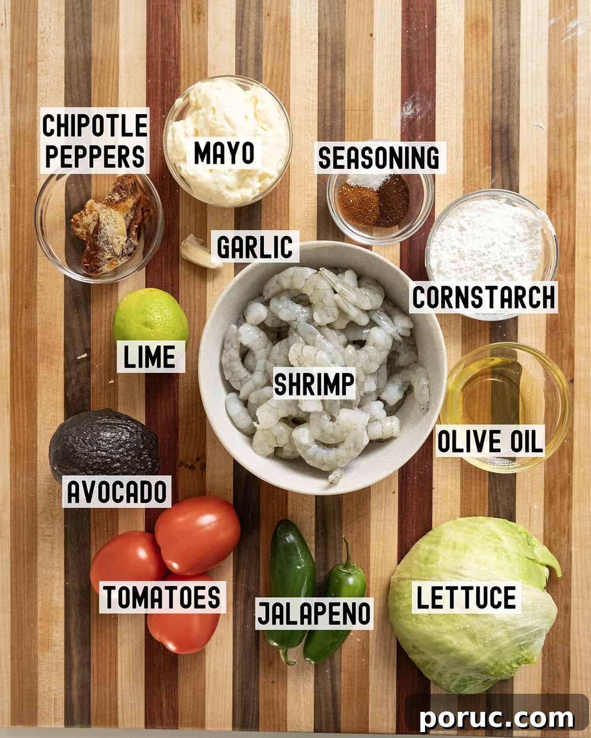Volcano Shrimp Tacos: Spicy Grilled Shrimp with Lava Sauce 3 Ingredients for the recipe.