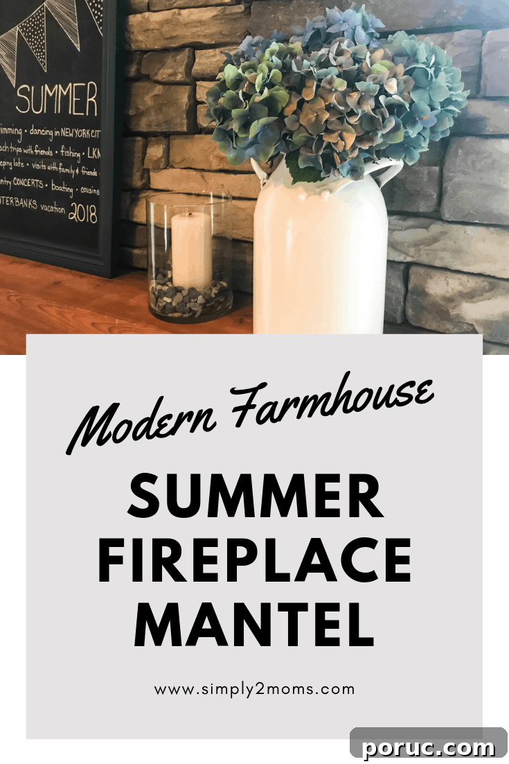 simple summer fireplace mantel pinterest graphic