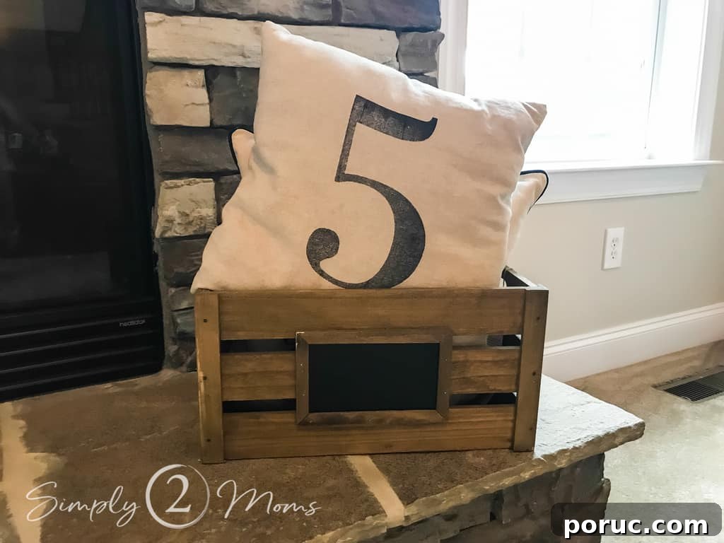  close up of wood box filled with pillows