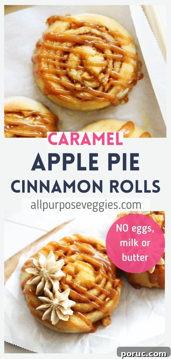 Vegan Caramel Apple Pie Cinnamon Rolls — Sweet & Sticky Treat 19 pin image Caramel Apple Pie Cinnamon Rolls (Vegan Friendly Recipe)