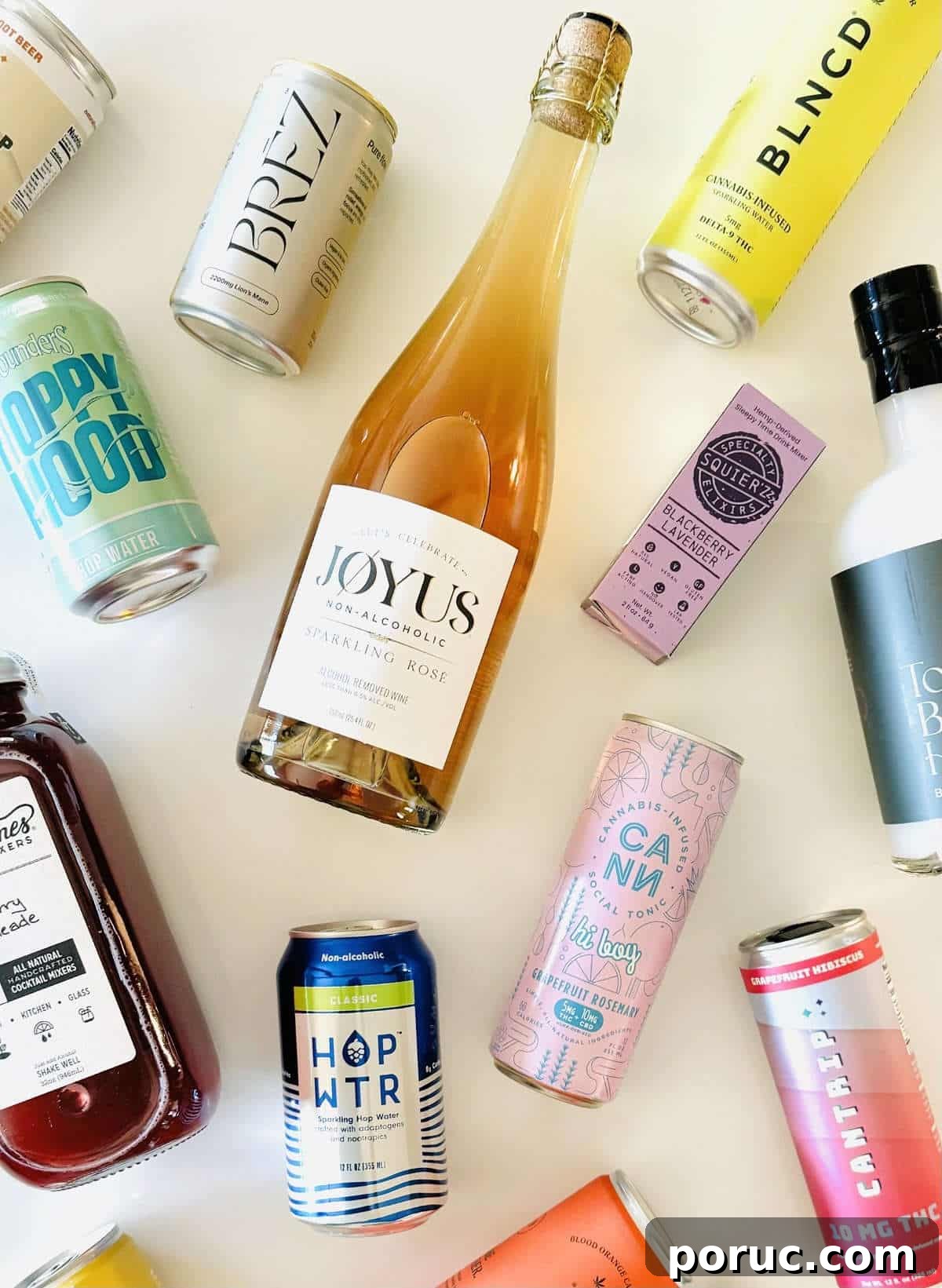 Top Non-Alcoholic Summer Drinks to Sip in 2025 2 various no alcohol beverage options on a white surface.