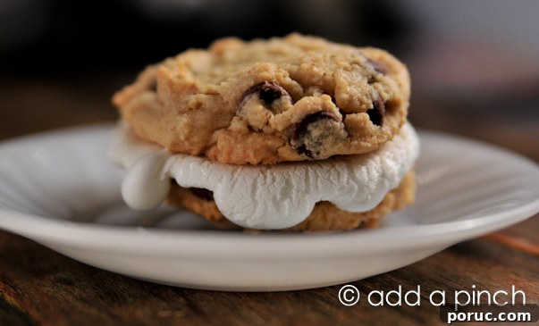 Add a Pinch | Chocolate Chip Cookies Smores-2 Chocolate Chip Cookie Smores | ©addapinch.com