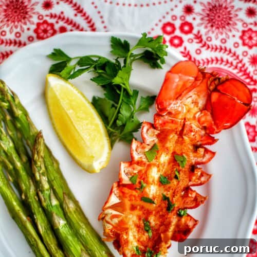 Lobster tail with lemon and asparagus