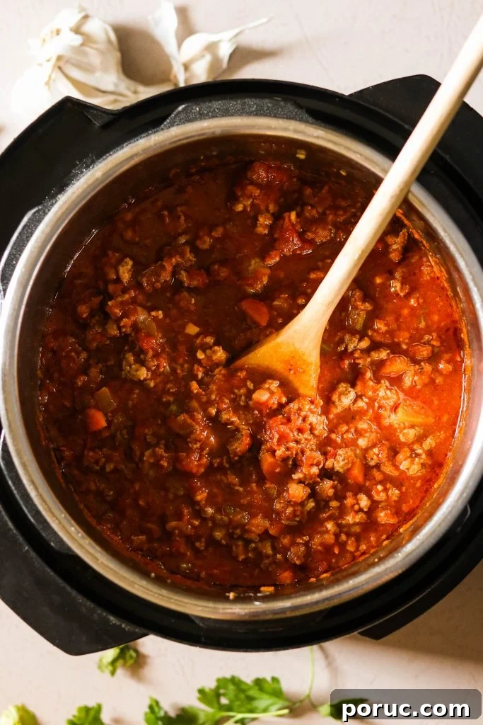 Instant Pot Spaghetti Meat Sauce Recipe (Paleo & Whole30) 3 Paleo spaghetti meat sauce cooked in the Instant Pot