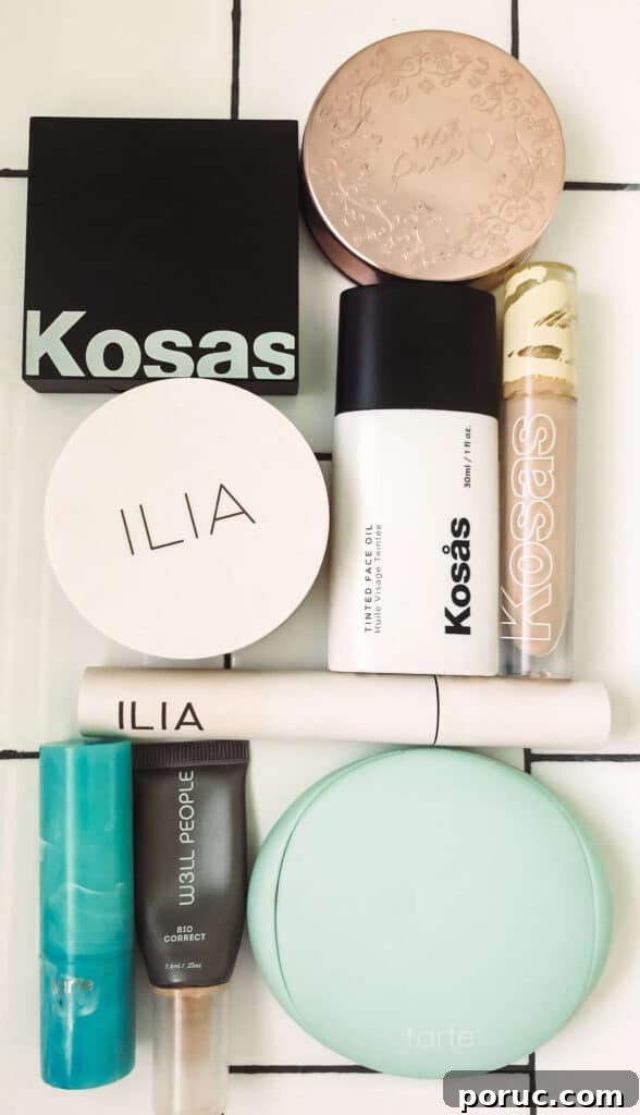 What Is Clean Beauty? 15 Top Clean-Beauty Brands to Try 4 clean beauty brand products laying on white subway tile