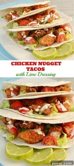 Chicken nugget tacos with lime dressing Chicken Nugget Tacos with Lime Dressing