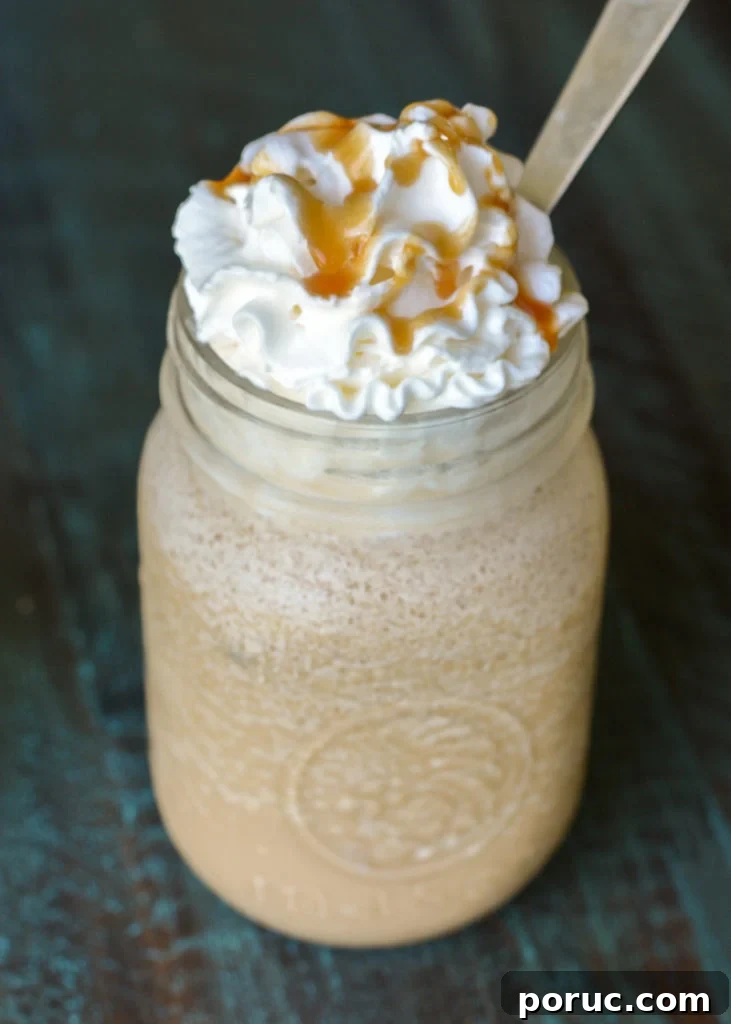 Keto Caramel Frappuccino Recipe — Low-Carb Iced Coffee Treat 6 Keto caramel frappuccino close-up