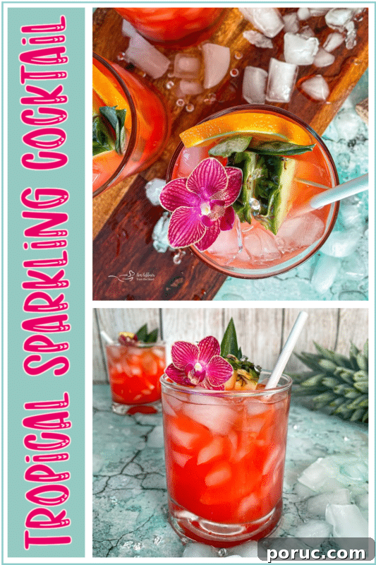 TROPICAL SPARKLING COCKTAIL RECIPE pin image