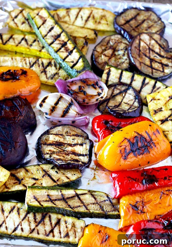 Grilled Vegetable Sandwich with Fresh Mozzarella & Basil Aioli 4 all the veggies sliced and grilled over platinum foil