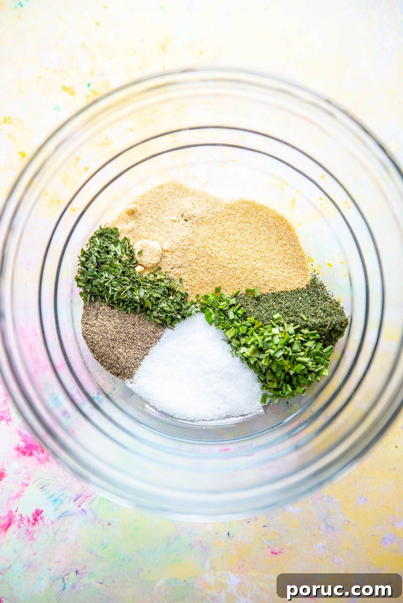 DIY Ranch Seasoning Mix Recipe – Quick Homemade Blend for Dip & Dressing 4 glass bowl filled with 7 seasonings ready to mix