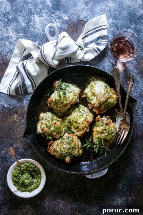 Crispy Skillet Chicken with Miso Sesame Pesto