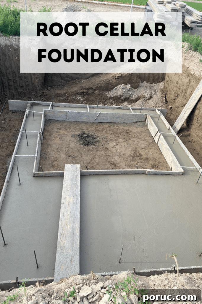 How to Build a Root Cellar Under Your Garden Shed (Updated) 4 root cellar foundation and excavation with text