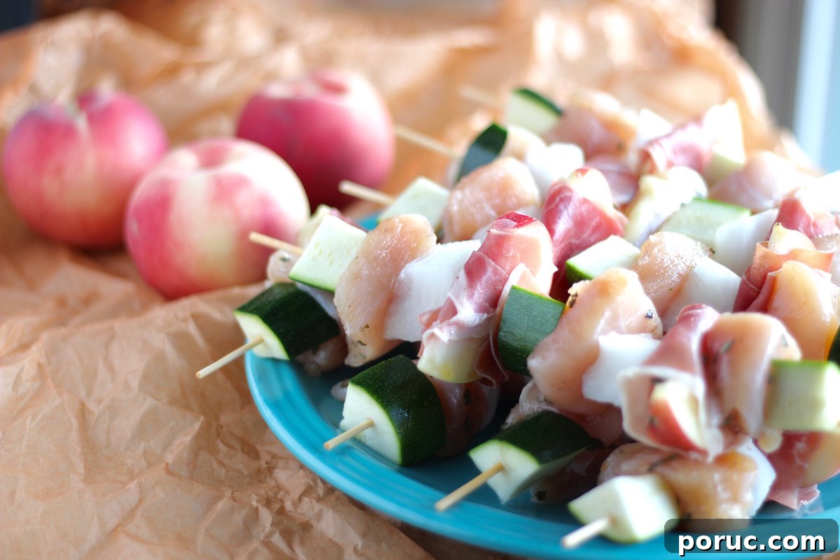 Grilled Peach and Prosciutto Chicken Kabobs (AIP-Friendly) 6 Peach Prosciutto Chicken Kabobs - an easy AIP and Paleo grilling recipe that you HAVE to try! SO delicious! | fedandfulfilled.com