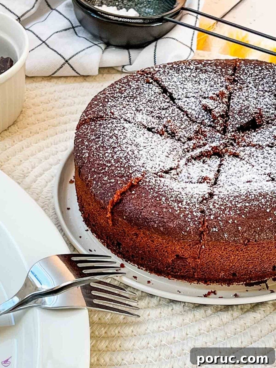 Decadent Flourless Chocolate Cake Recipe: Rich, Gluten-Free Dessert 2 Ready to eat flourless chocolate cake made with Criollo chocolate.