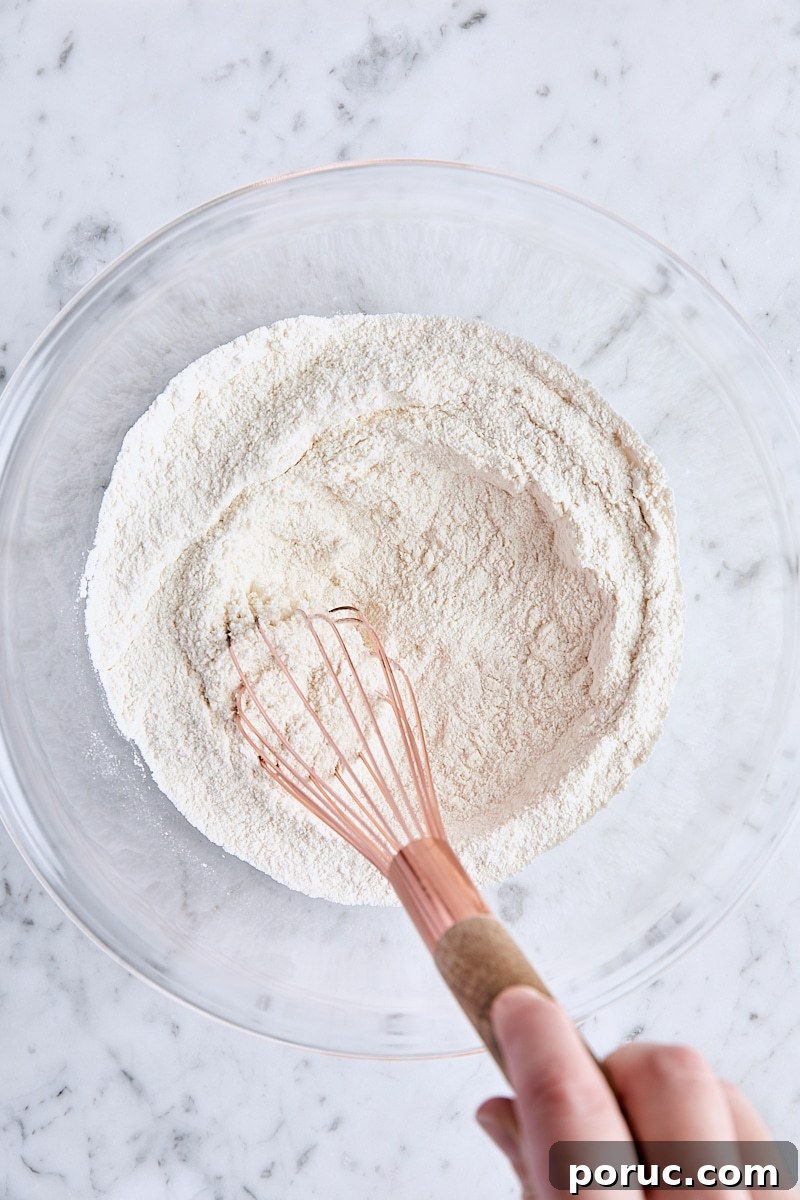 Dry ingredients whisked together in a large bowl